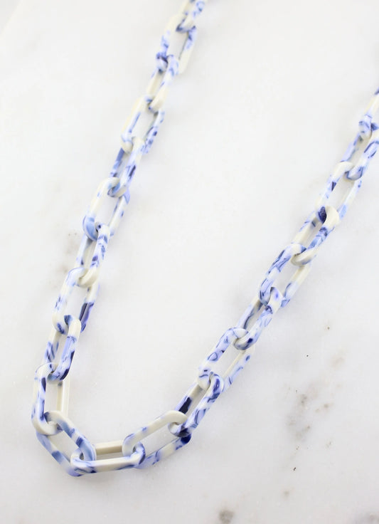 Annalisa Blue Resin Link Necklace