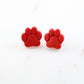 Red Clay Paw Print Studs