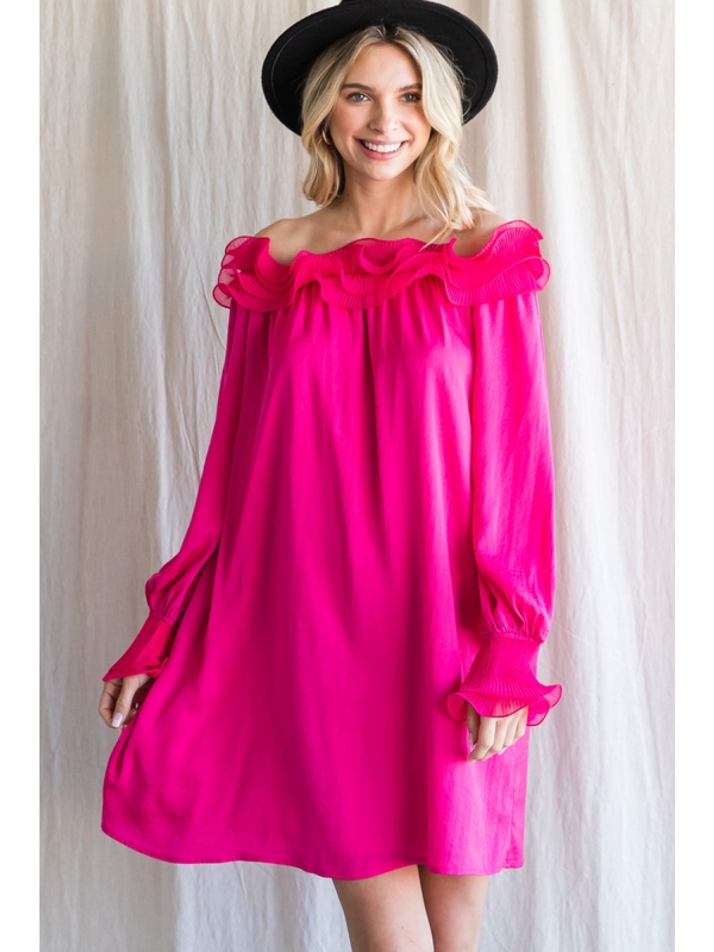 Holiday Ruffle Dress - Pink