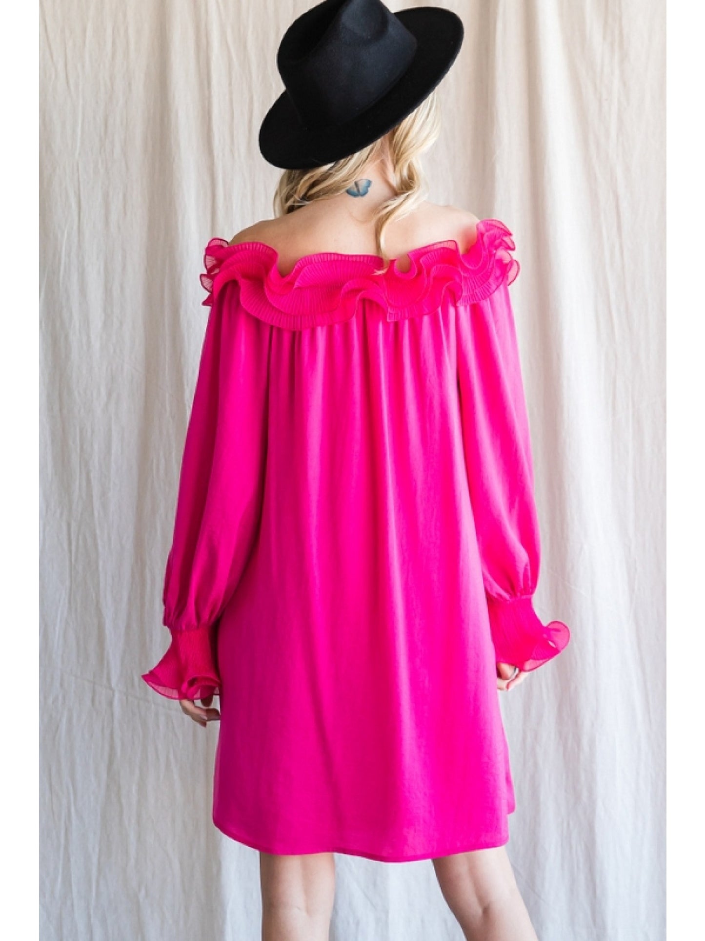 Holiday Ruffle Dress - Pink