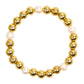 Georgia Gold Beaded Bracelet 8 MM with Freshwater Pearl