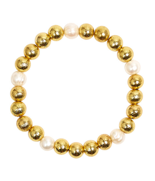 Georgia Gold Beaded Bracelet 8 MM with Freshwater Pearl