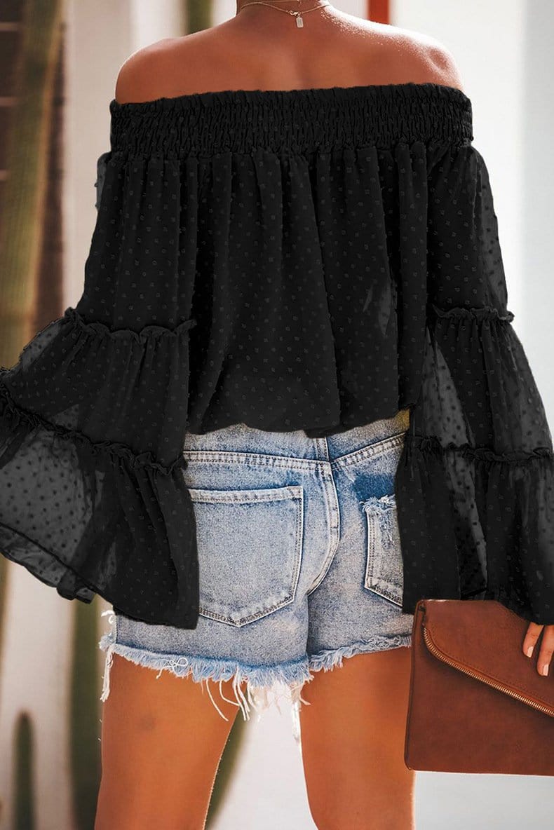 Off-Shoulder Tiered Sleeve Blouse