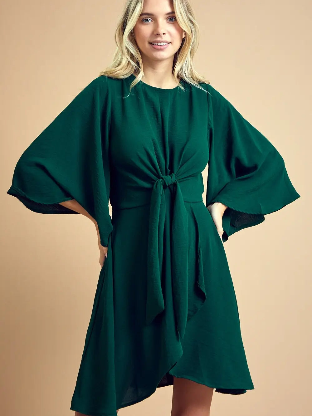 Front Tie Dress - Green