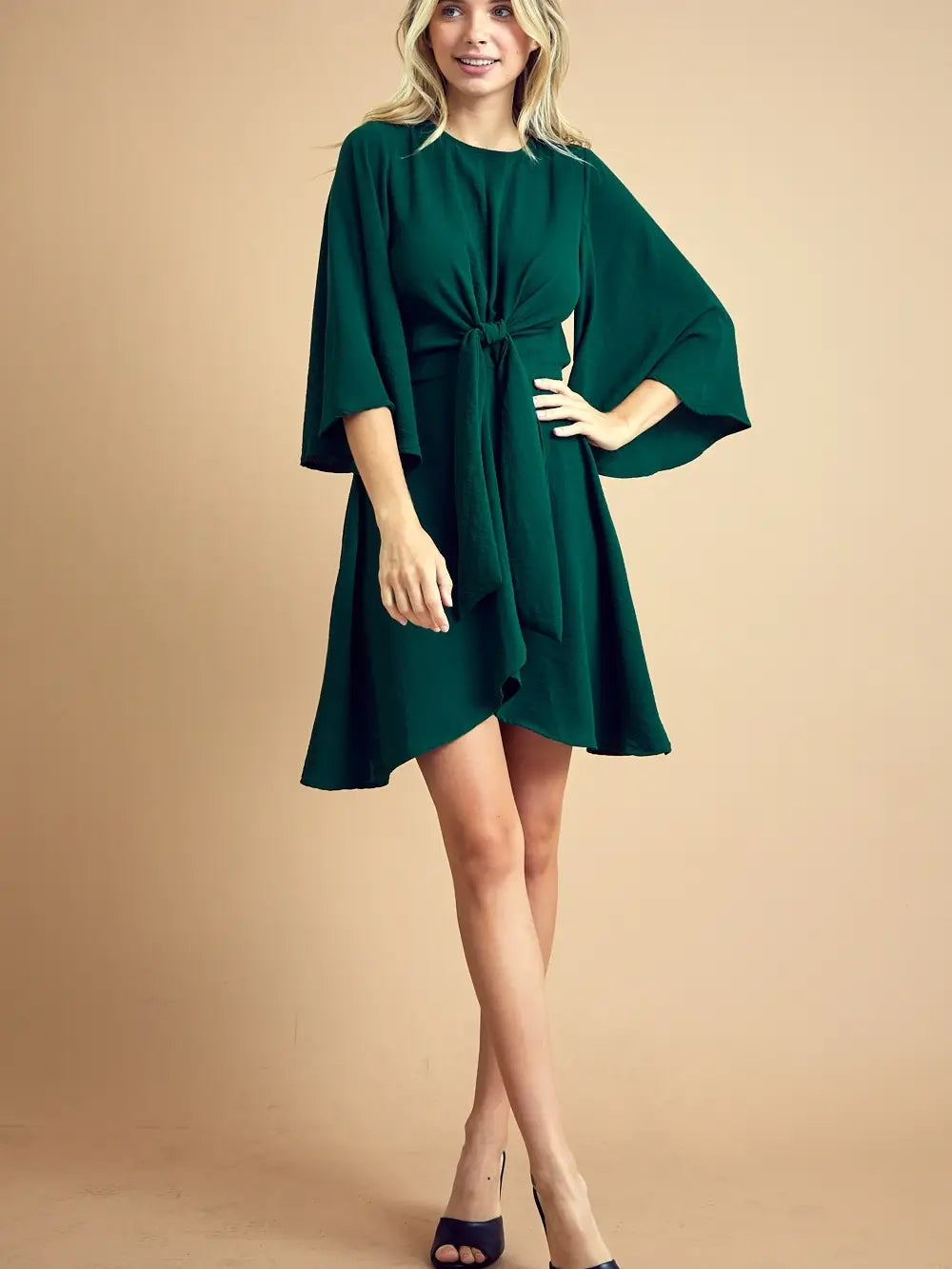 Front Tie Dress - Green