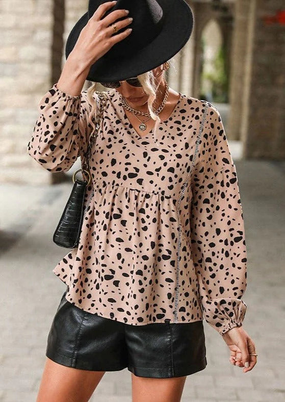 V-Neck Cheetah Blouse