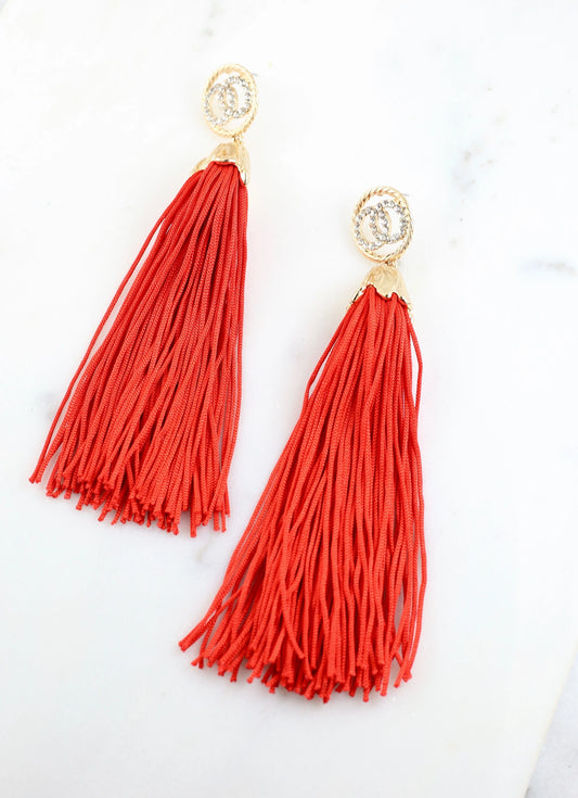 Zane Thread Tassel Drop Earring RED