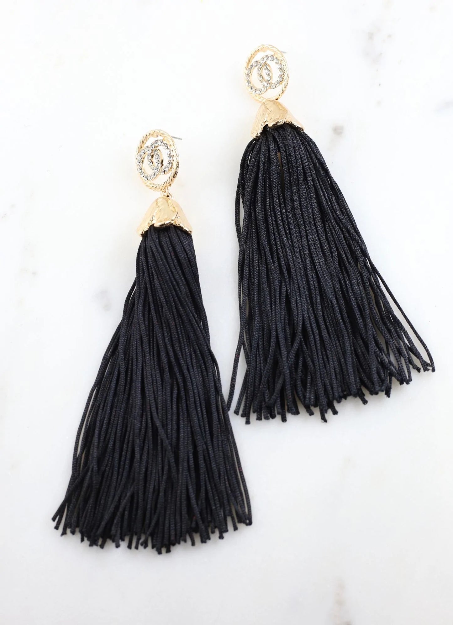 Zane Thread Tassel Drop Earring BLACK