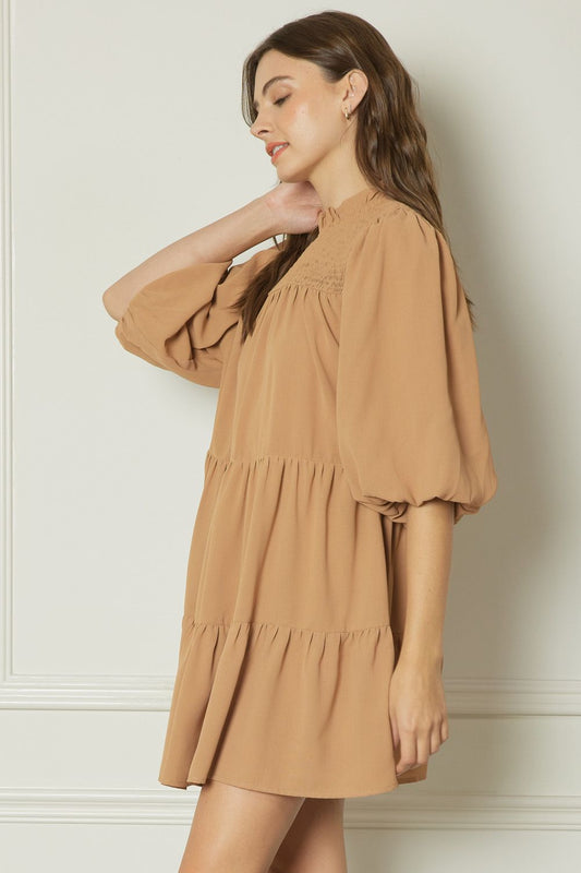 Camel Mock Neck Mini