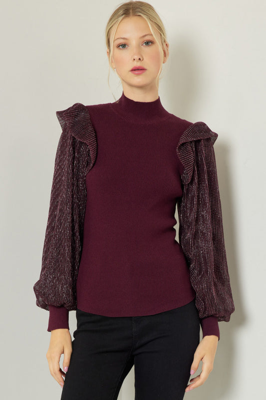 Merlot Bubble Sleeve Top