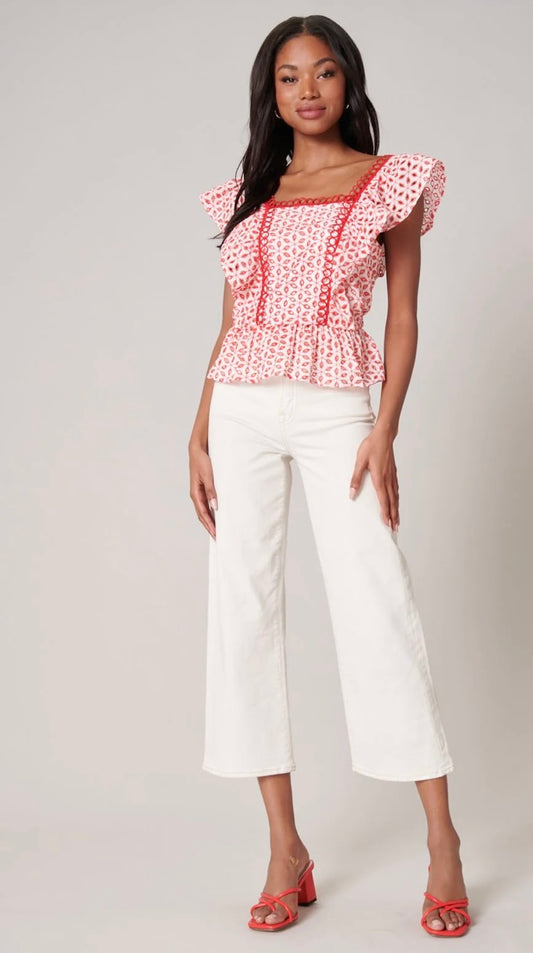 Blakley Eyelet Peplum Top