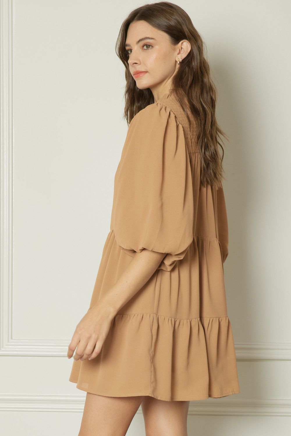 Camel Mock Neck Mini