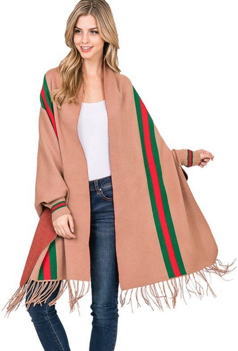 Fashion Stripe Wrap - Camel