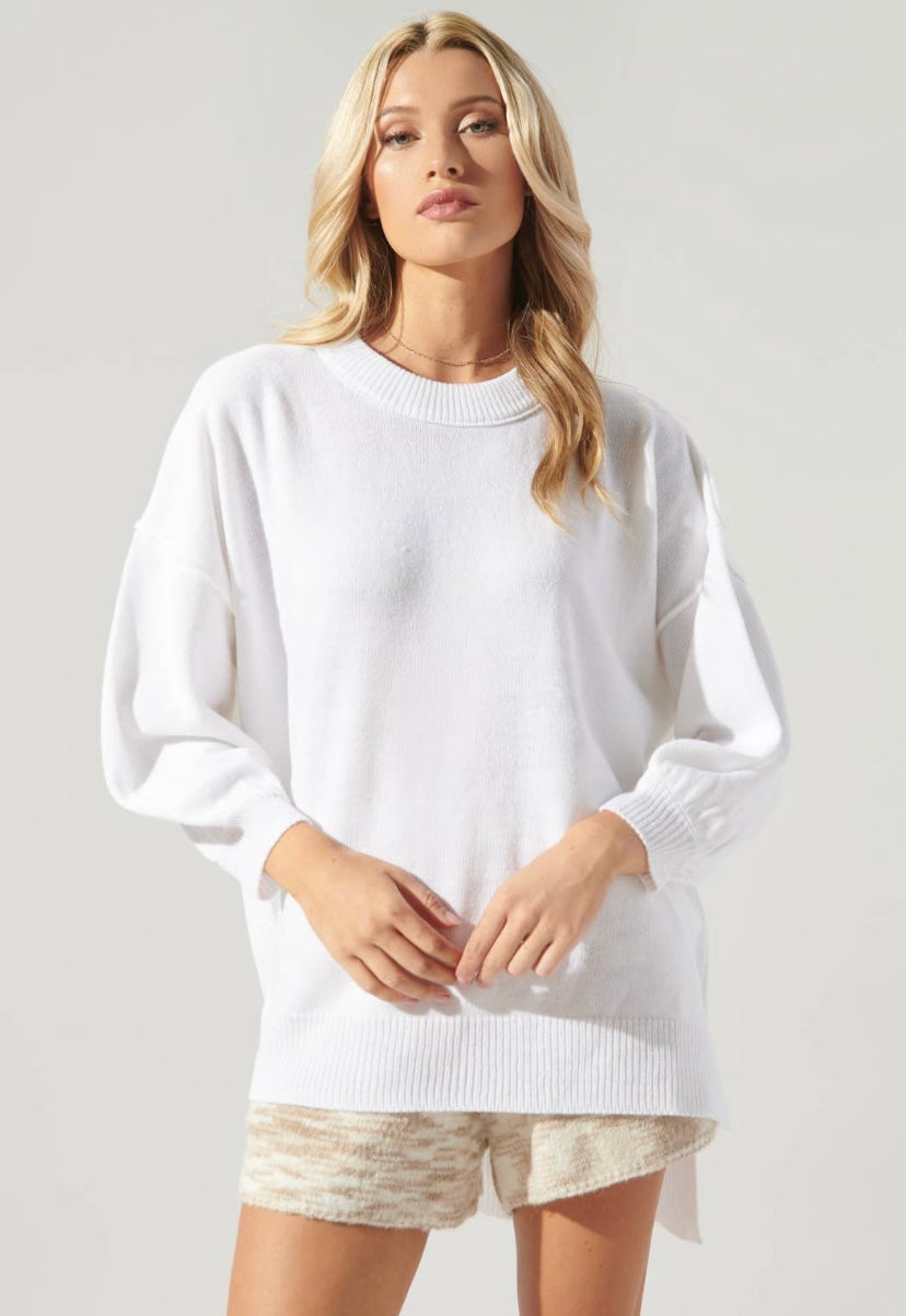 Sweet Sunday Hi Lo Knit Tunic - White