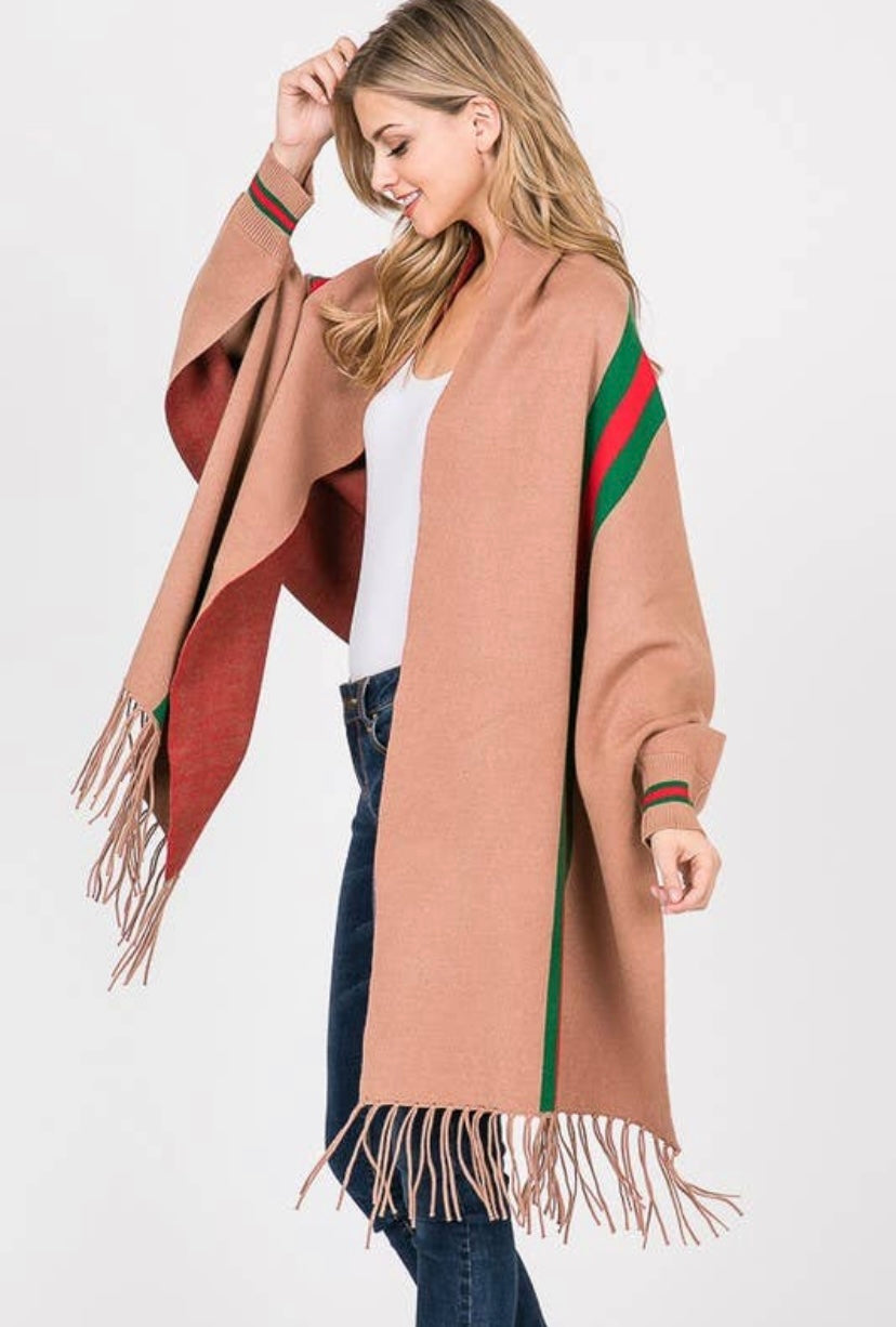 Fashion Stripe Wrap - Camel