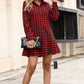 Buffalo Plaid Pleated Shirt Dress