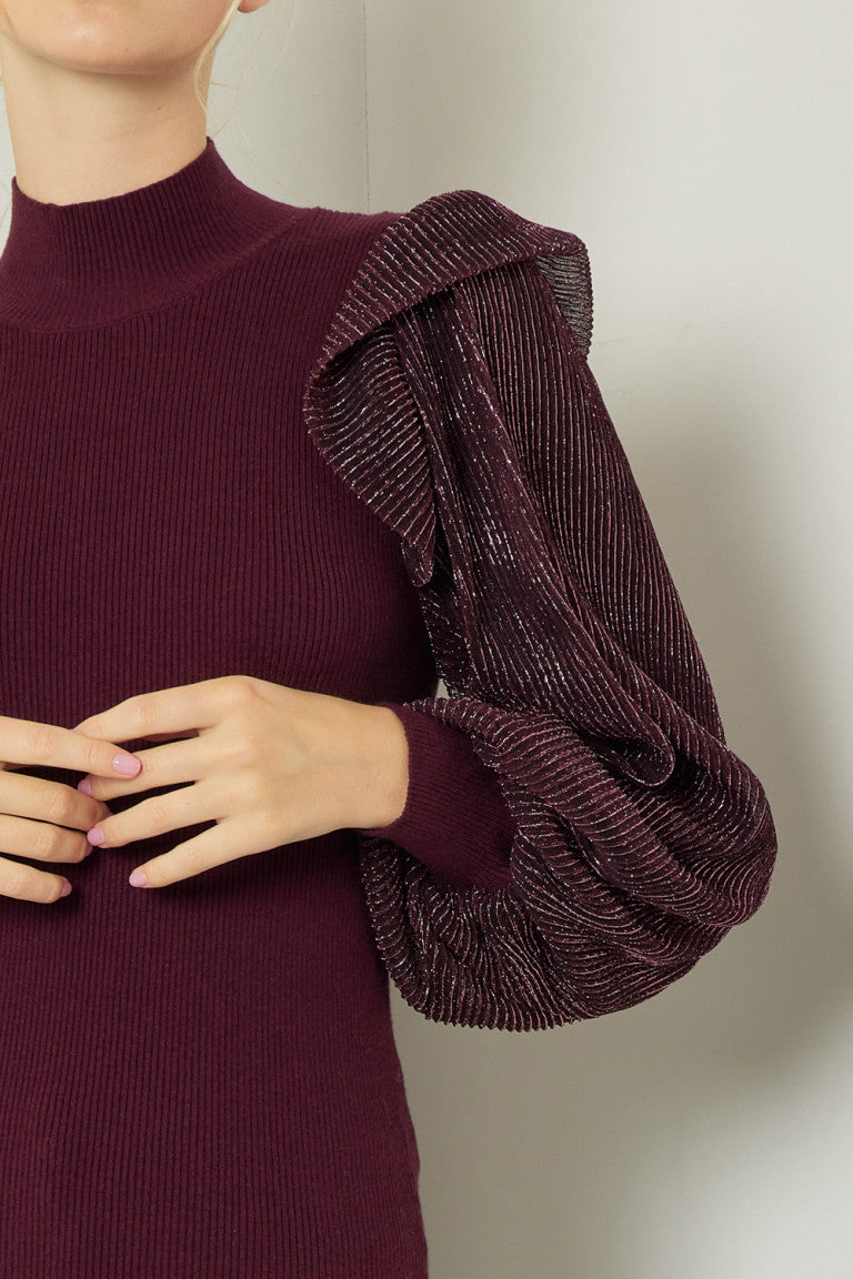 Merlot Bubble Sleeve Top