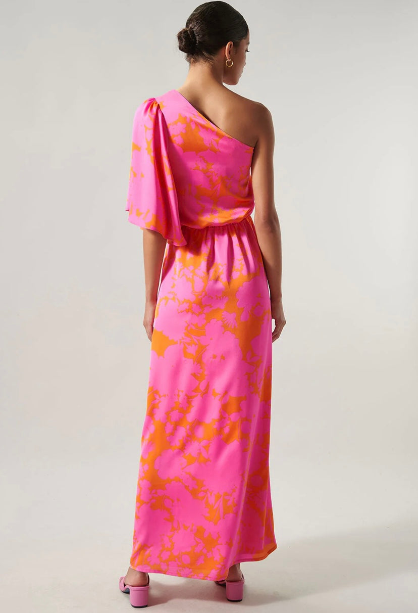 Meara One Shoulder Satin Maxi Dress