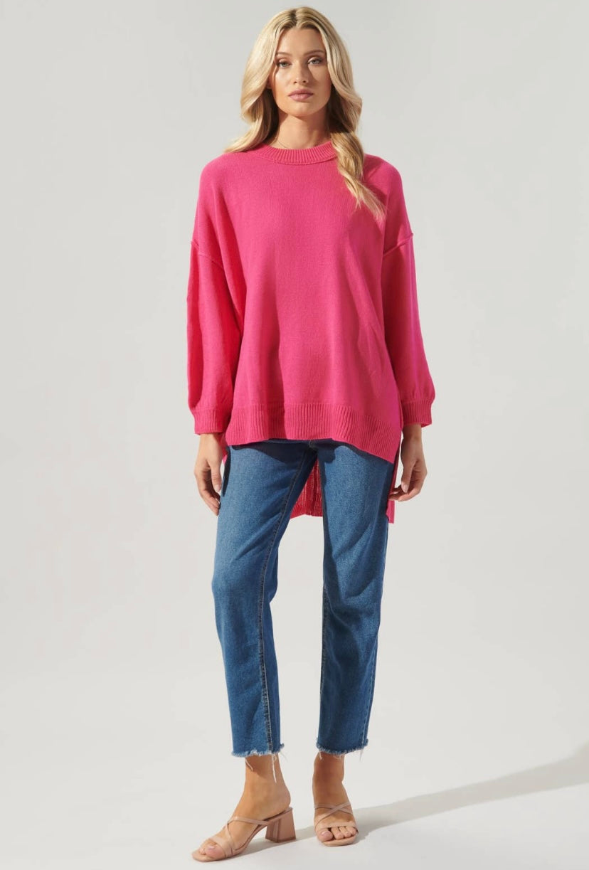 Sweet Sunday Hi Lo Knit Tunic -Pink