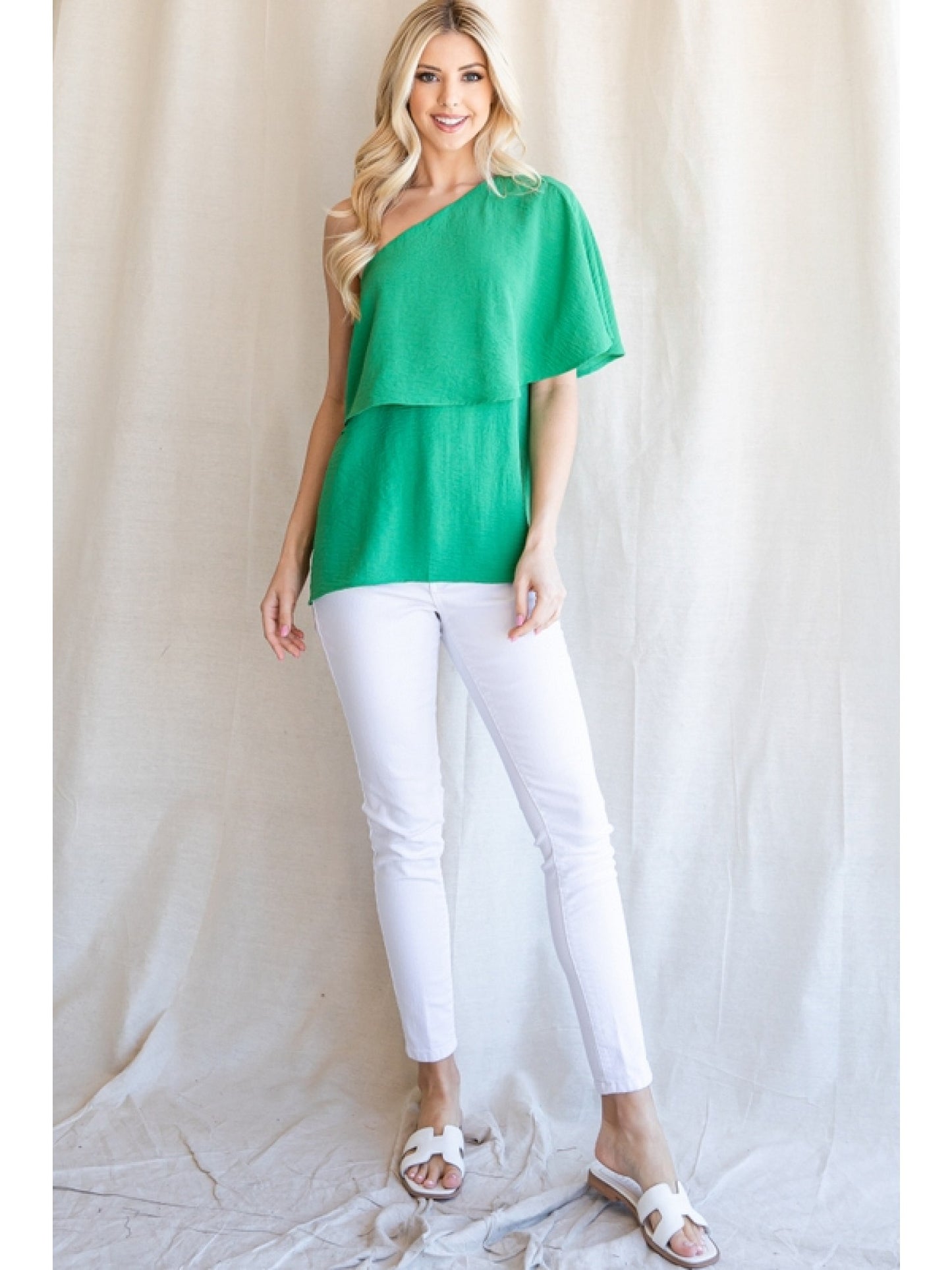 One Shoulder Flounce Top