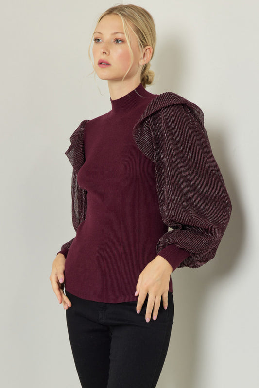 Merlot Bubble Sleeve Top