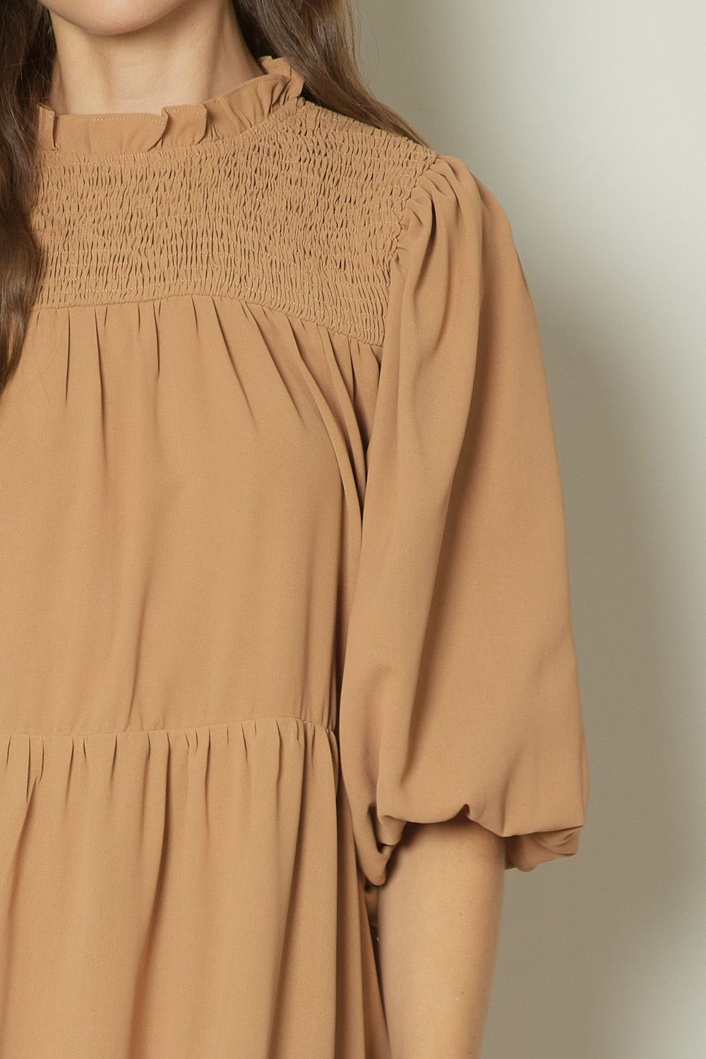 Camel Mock Neck Mini