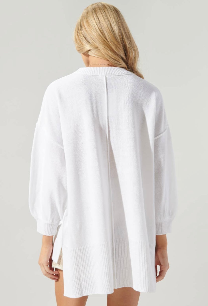 Sweet Sunday Hi Lo Knit Tunic - White