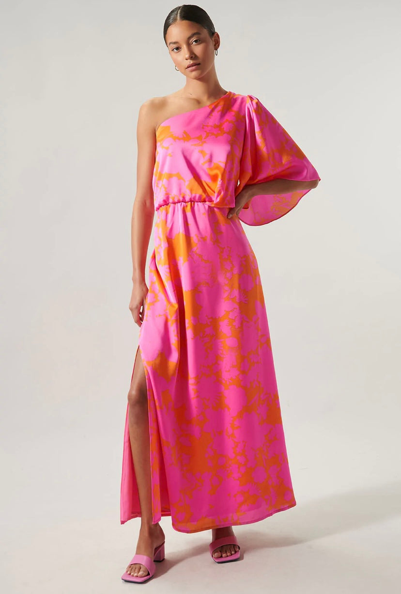 Meara One Shoulder Satin Maxi Dress