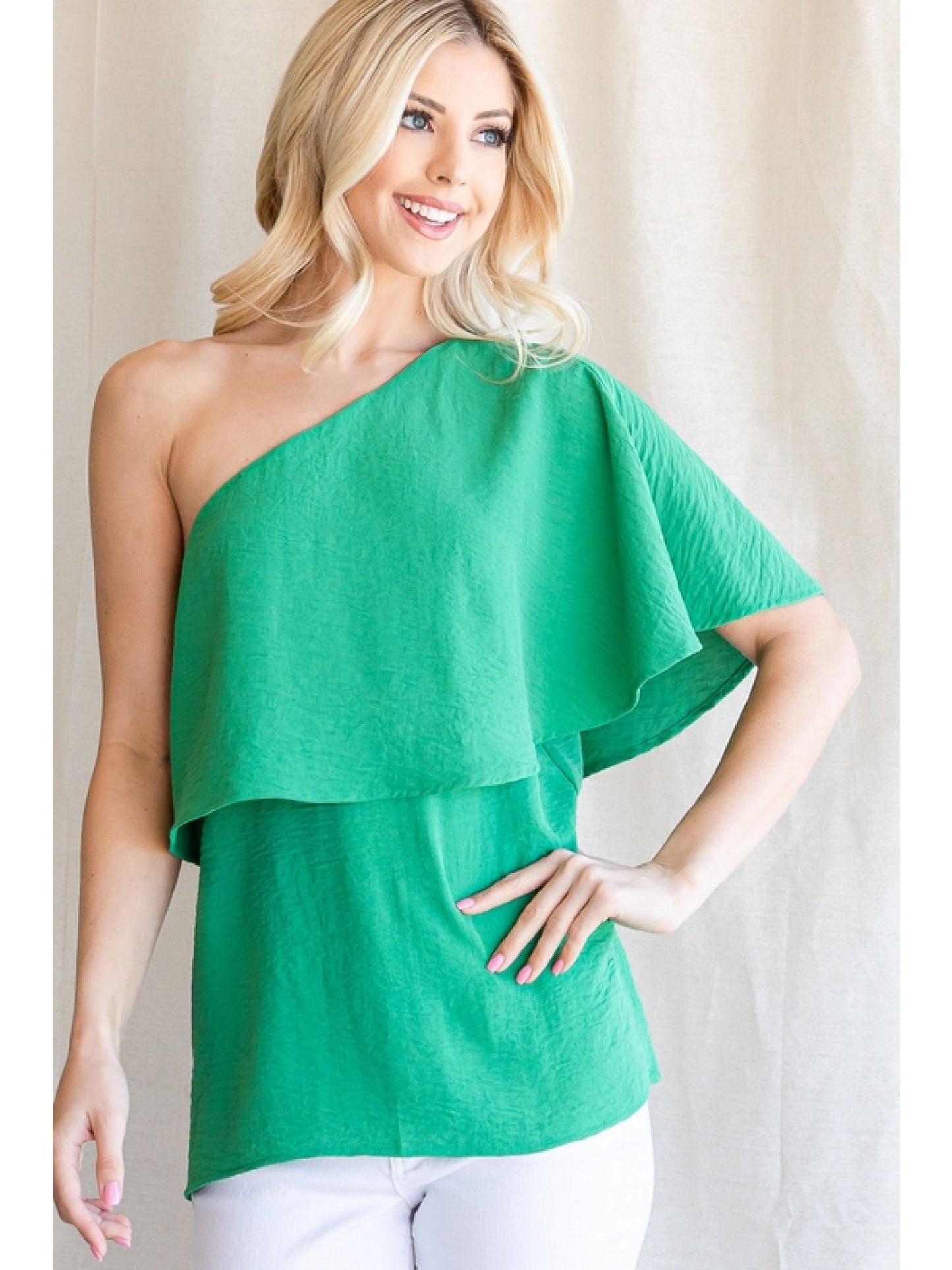 One Shoulder Flounce Top