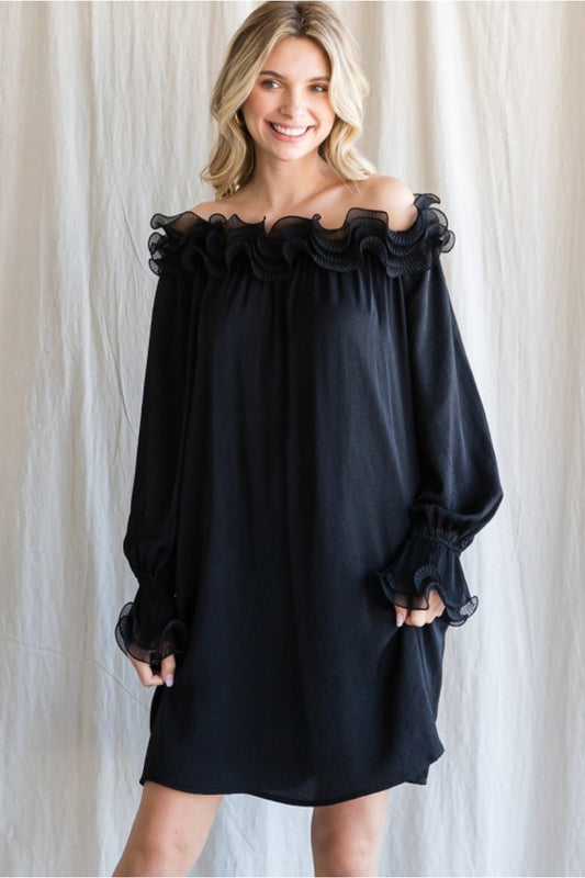 Holiday Ruffle Dress - Black